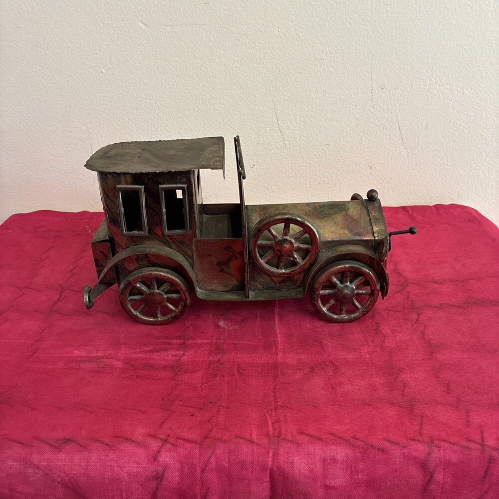 Vintage HTC/Sankyo Metal Car Wind Up Music Box Brutalist Style- Impossible Dream
